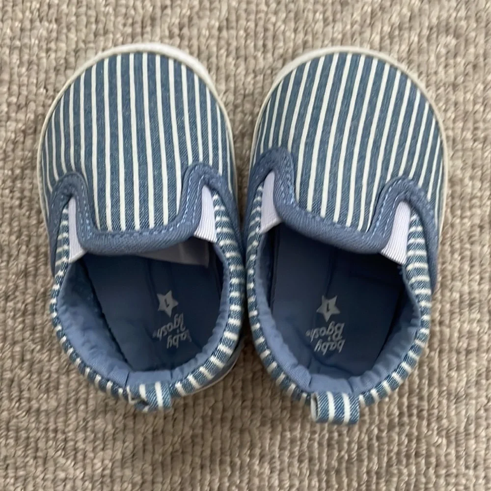 Baby B’gosh Baby Size 3 Month Stripe Chambray Slip-On Baby Shoes